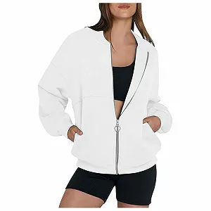 Женские свитшоты на молнии однотонные свободного кроя модные с четвертью молнии готические топы осенняя туника свитшоты тонкие Workou 2025 готика аниме - Фото 1