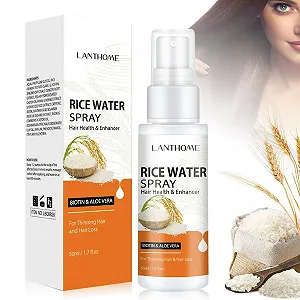 Спрей для роста волос Вода из риса, Сыворотка для роста волос с биотином, Спрей для роста волос с алоэ вера, Масло для ухода за волосами против выпадения волос, Ускорение роста волос, для более здоровых, густых, гладких волос - Фото 1