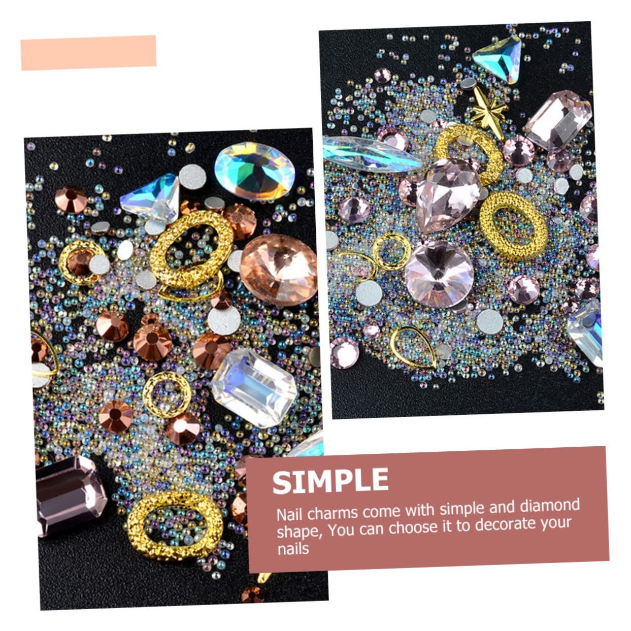 Набір для дизайну нігтів Ipetboom Стрази Рожеве золото, фото №8