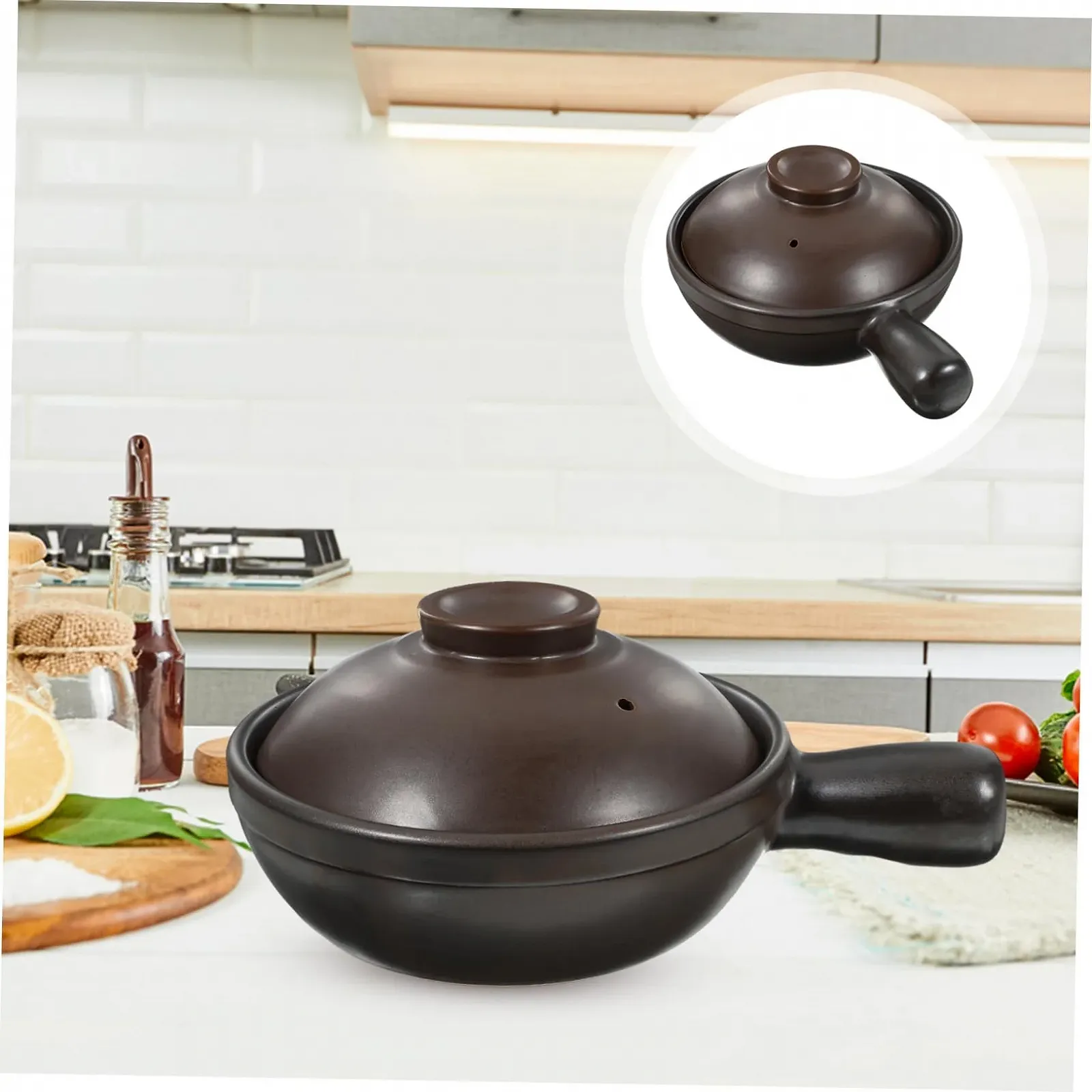 Кастрюля-сотейник VALICLUD керамическая традиционная с крышкой и ручкой, для бибимбапа и супа, фото №2 Кастрюля-сотейник VALICLUD керамическая традиционная с крышкой и ручкой, для бибимбапа и супа, фото №2