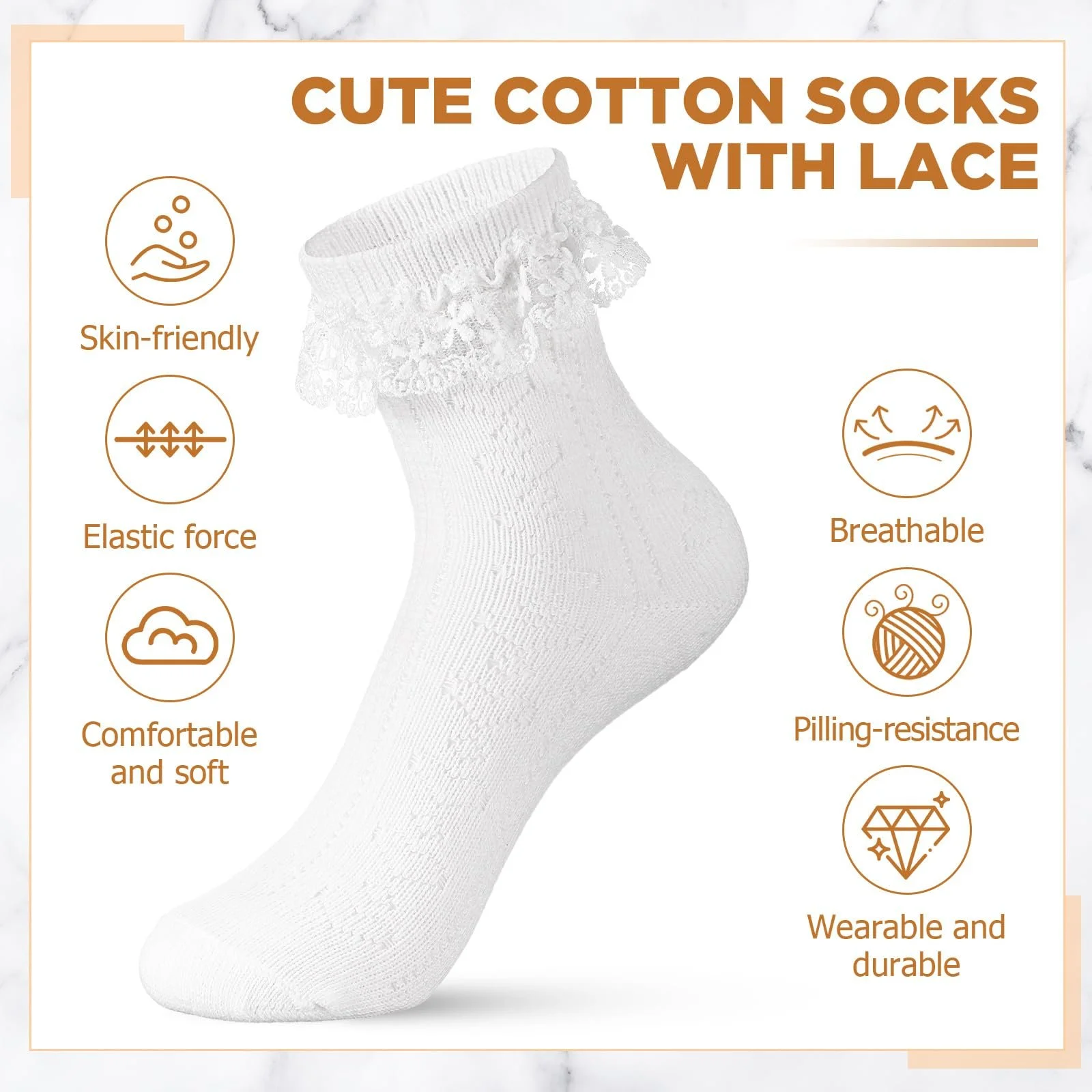 Шкарпетки Jadive Rueschen, до середини гомілки з рюшами, 3 пари, фото №4