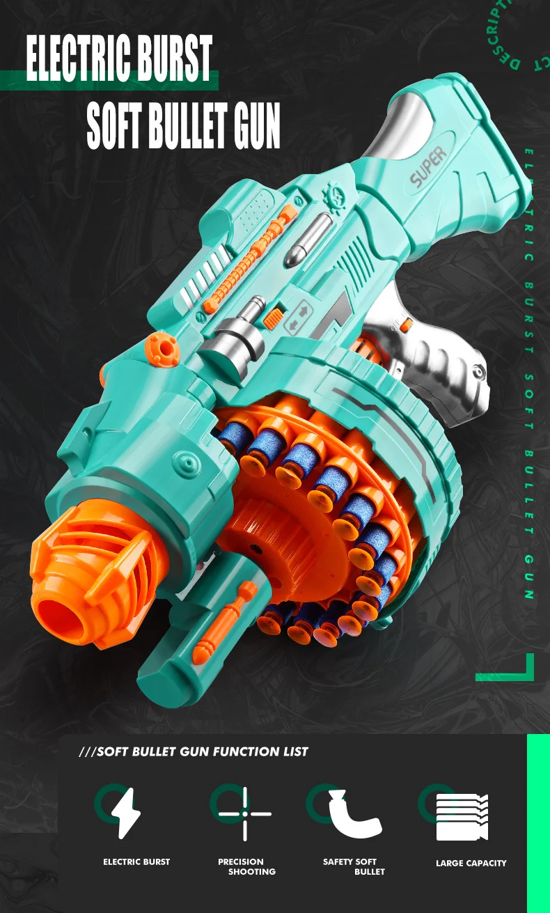 Дартбластер SV электро-пушка с 40 мягкими дротиками sv3069, фото №8