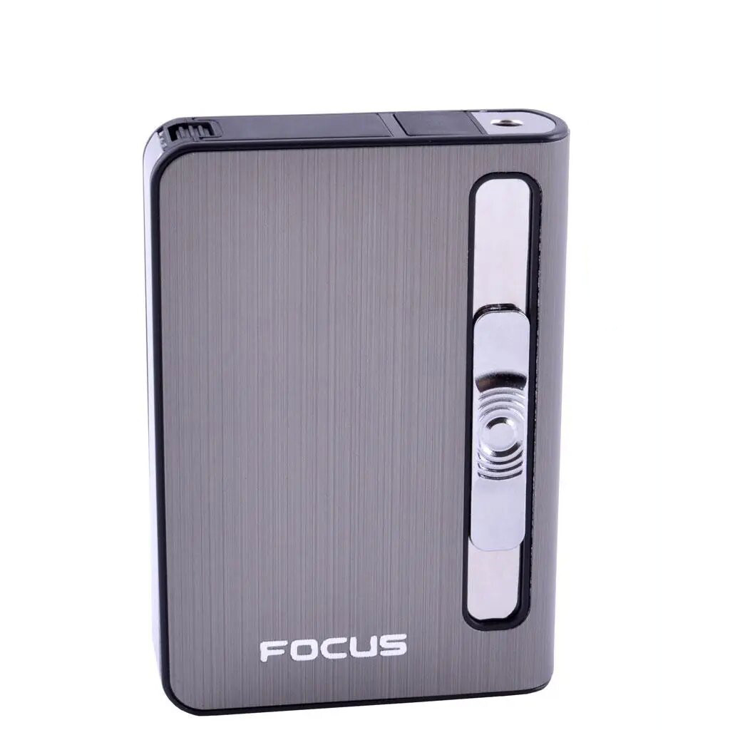 Портсигар на 10 сигарет с зажигалкой FOCUS №HL-149 Black 10833, фото №1