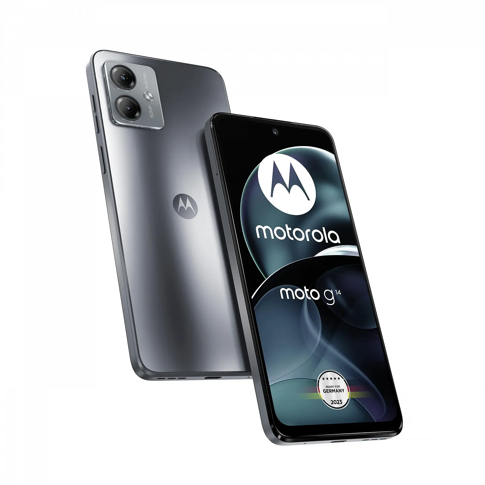 Смартфон Motorola Moto g14 128 ГБ 4 ГБ RAM 6,5" FHD+ 50 Мп 5000 мАг Android 13 Steel Grey з чохлом, фото №1