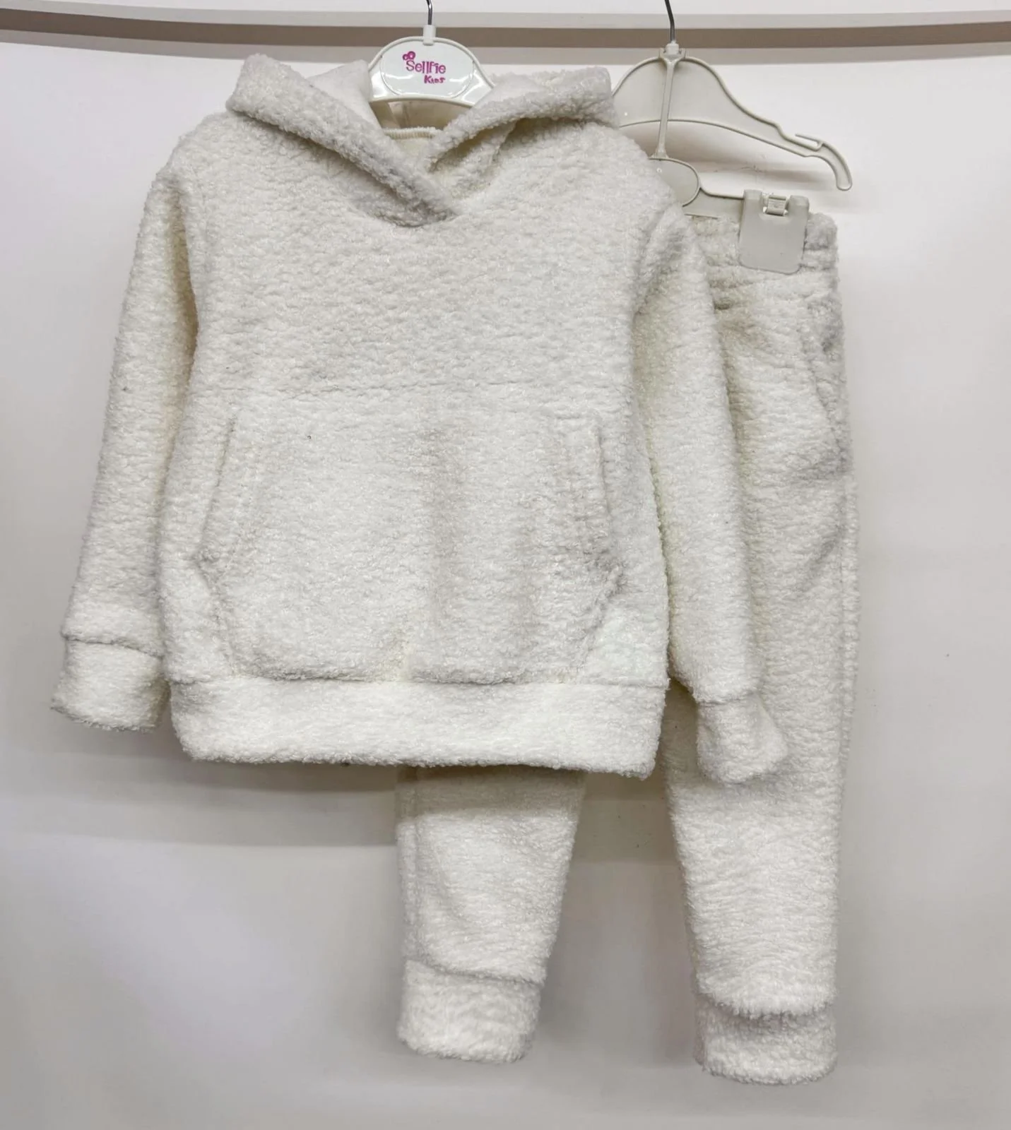 Теплий дитячий костюм тедді від 98 до 158 см | джемпер з капюшоном + штани костюм барашка, фото №5
