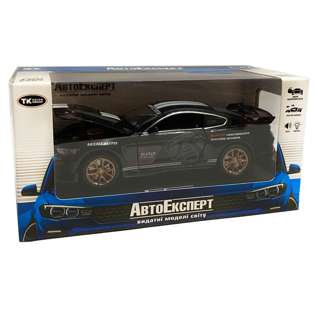 Машинка металлическая Ford Mustang Shelby GT500 AutoExpert Форд Мустанг шелби черный 16*6*6 см LF, фото №7