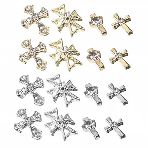 Аксесуари Healvian, 80 шт, украшение для маникюра, подвеска крест для ногтей, блестки для ногтей крест, шармы Дева Мария, крестики, стразы, 3D украшение для ногтей, аксессуары для ногтей - Фото 1