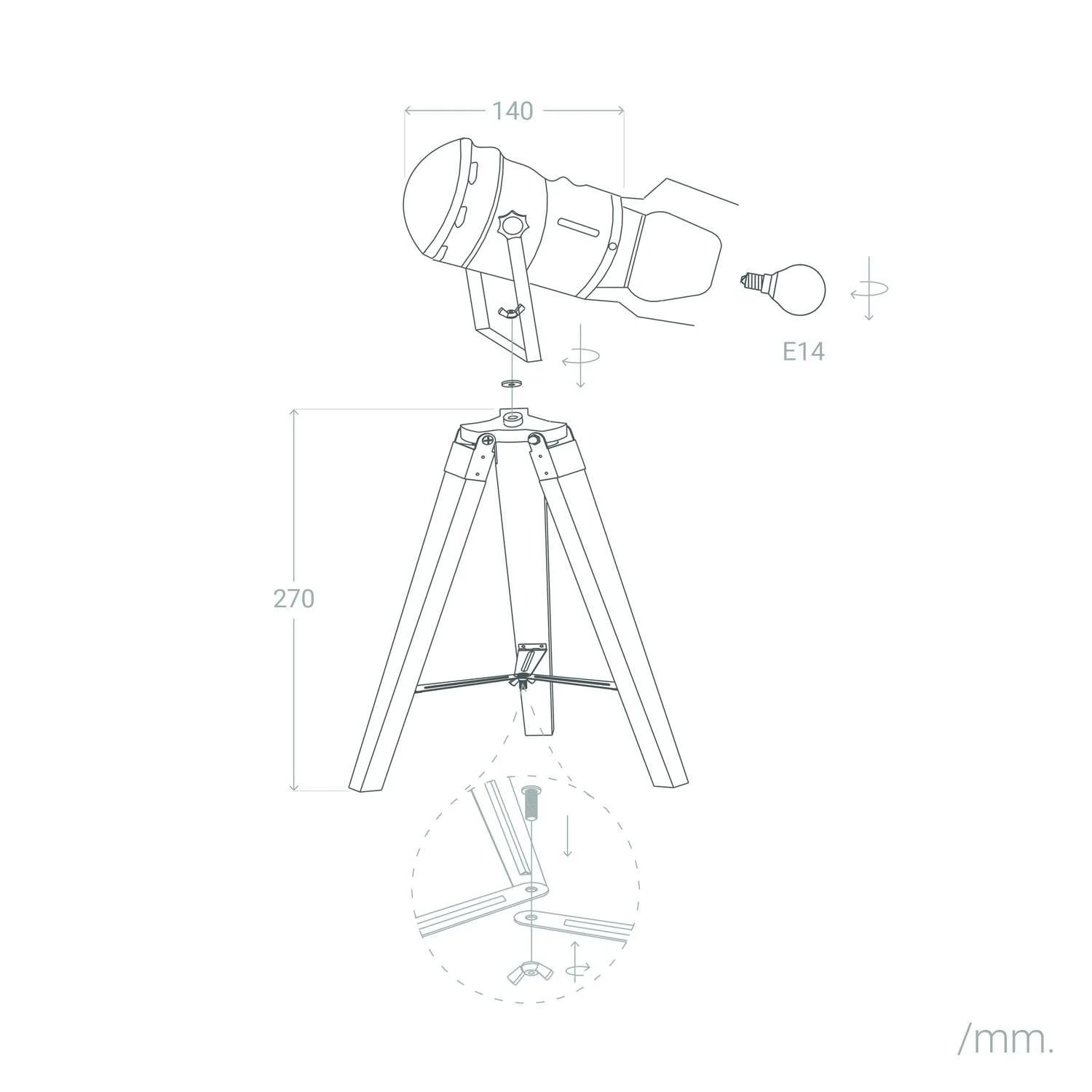Настільна лампа LEDKIA LIGHTING Cinema Kurangna Дерево та Метал XS Чорна, фото №8
