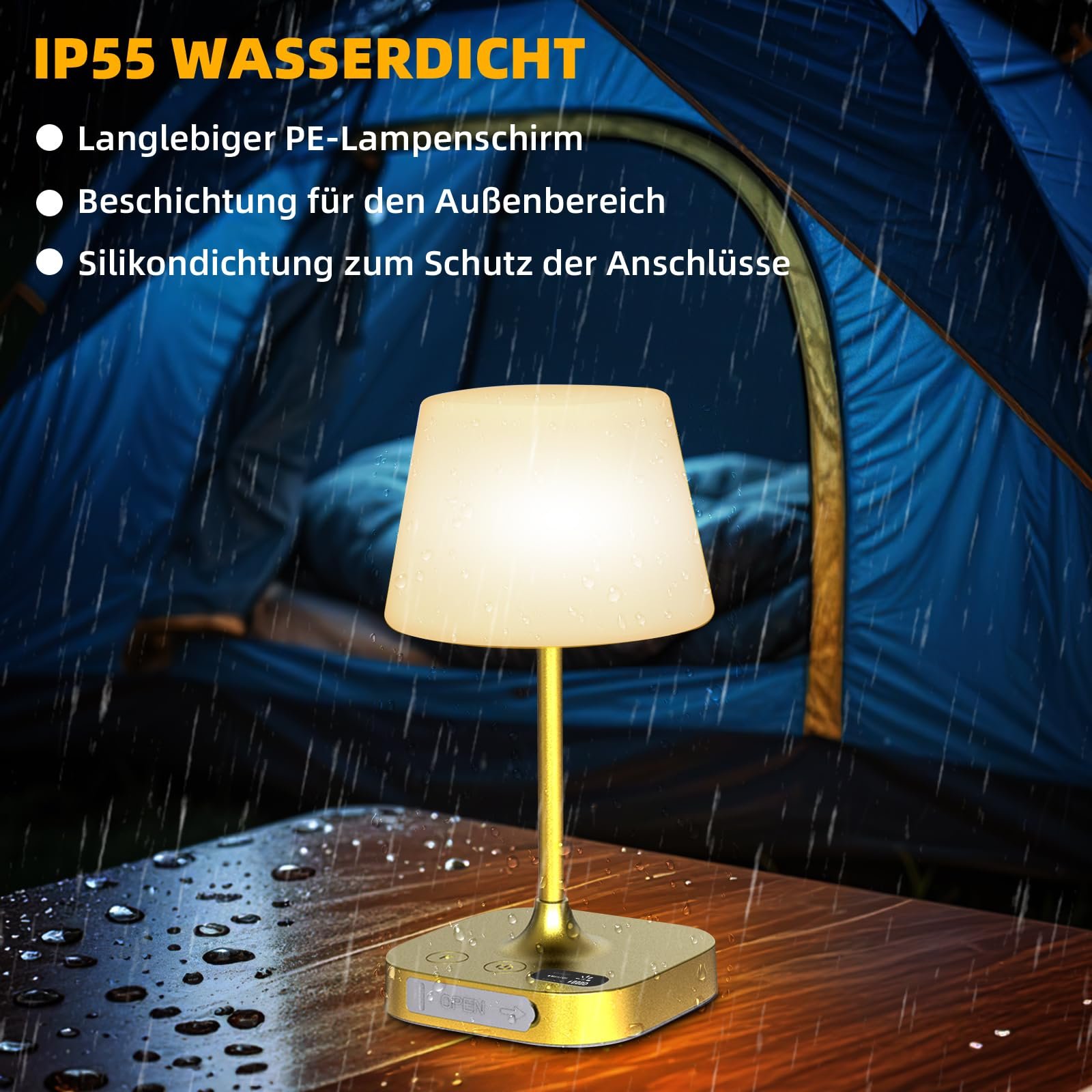 Настільна лампа Акумуляторна USB/Type-C 8000 мАг IP55 LED Бездротова Портативна, фото №8