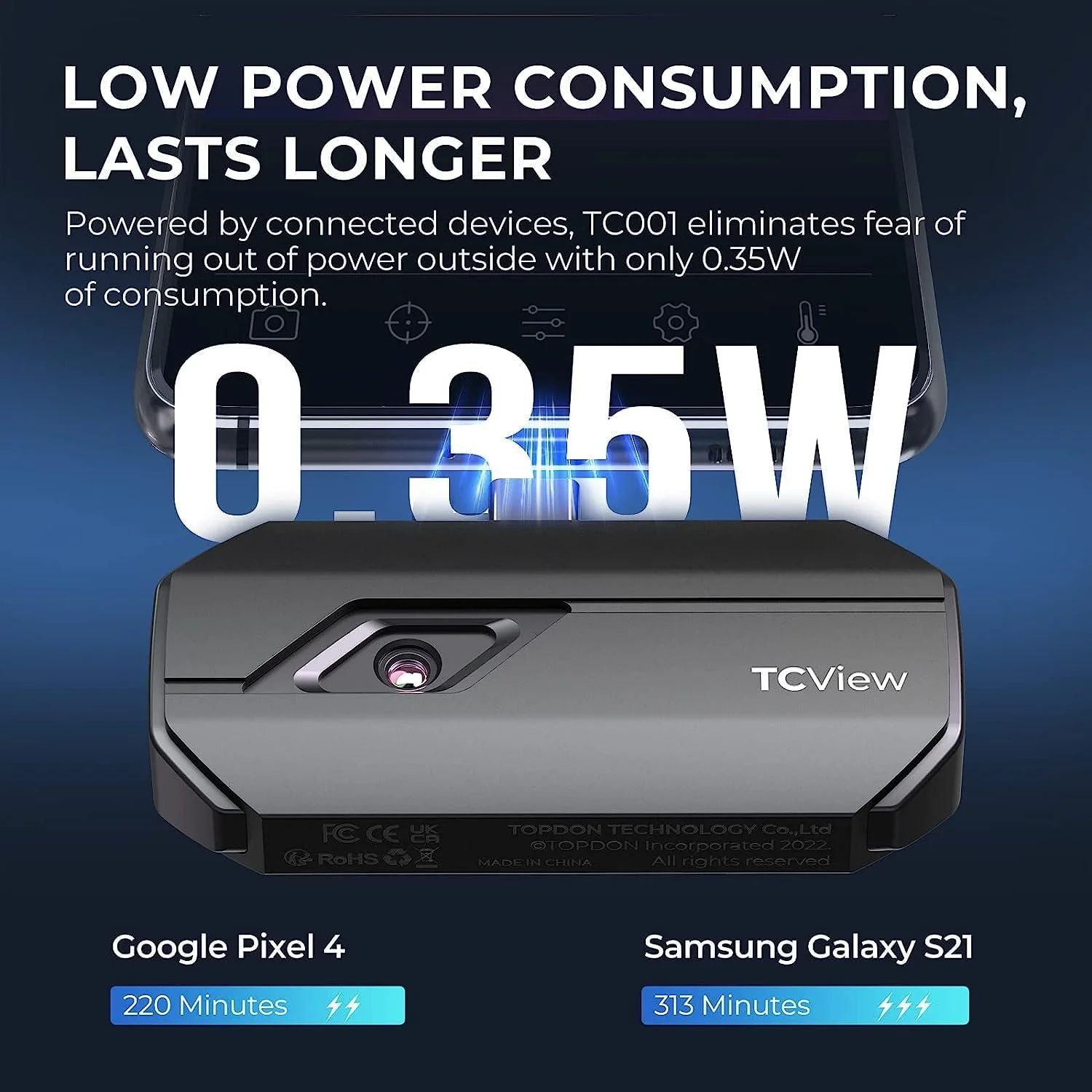 Тепловізійна камера TOPDON TC001 256 x 192 40mk 25Hz Сірий, фото №5 Тепловізійна камера TOPDON TC001 256 x 192 40mk 25Hz Сірий, фото №5