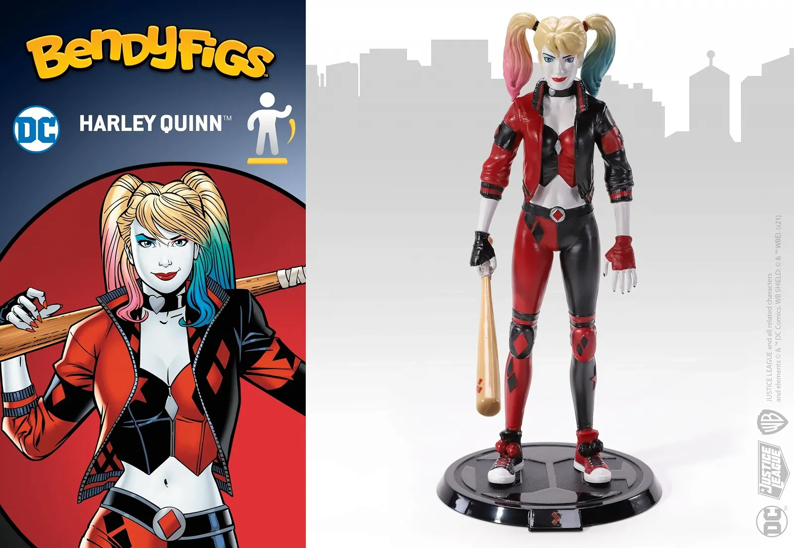 Ігрова фігурка Noble Toys Bendyfigs DC Comics Harley Rebirth гнучка з аксесуарами, фото №5