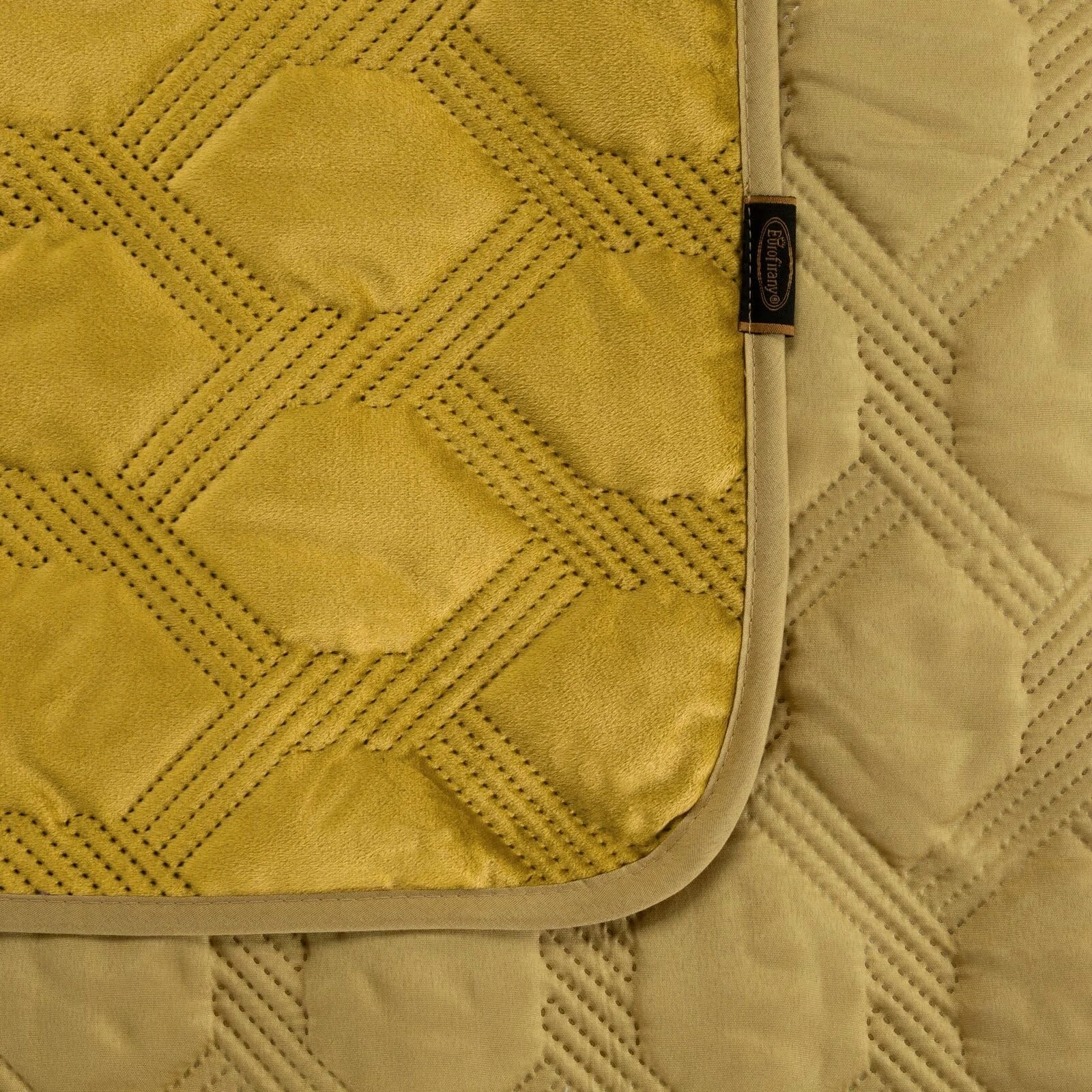 Покривало двостороннє стьобане Design91 Оксамит і мікрофібра Для Sofia 5 Bed & Sofa Honey 220 x 240 см, фото №3