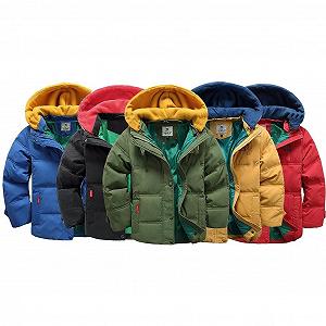 Зимова куртка Linboo для хлопчиків, пухова зі знімним оксамитовим в'язаним капюшоном, тепла стьобана synthetic.ua - Фото 1