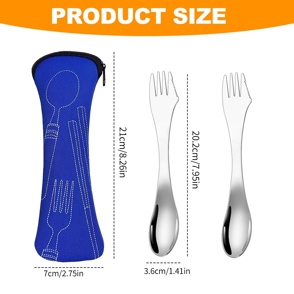 Набор походных столовых приборов 3 в 1 Spork из 2 предметов Серебристый, фото №5