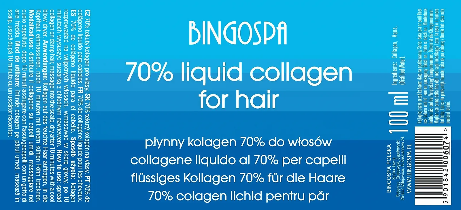 Рідкий колаген для росту та об'єму волосся 70% BINGOSPA, 100 мл, фото №2 Рідкий колаген для росту та об'єму волосся 70% BINGOSPA, 100 мл, фото №2
