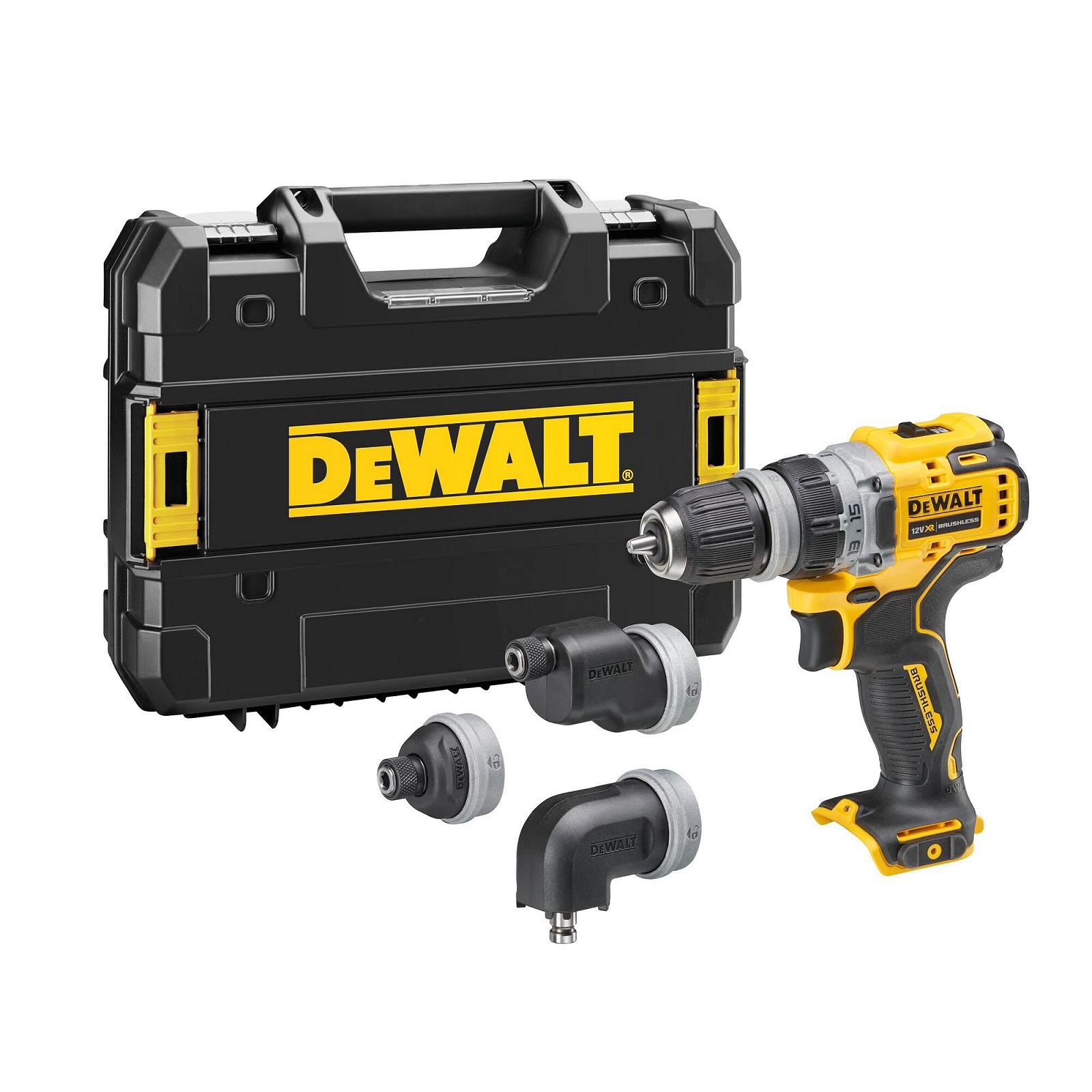 Дриль-шуруповерт Dewalt DCD703NT 12 Вольт 2-швидкісний Бездротовий (Безщітковий двигун, з 4 змінними утримувачами інструментів, Повністю металева коробка передач, Включає металеву кліпсу для поясу & TSTAK коробку, Акумулятор і зарядний пристрій не включені), фото №1
