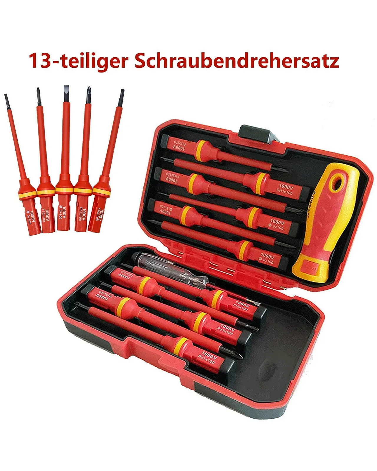 Набір ізольованих викруток 13 предметів 1000 В Slotted Torx з тестером напруги, фото №6