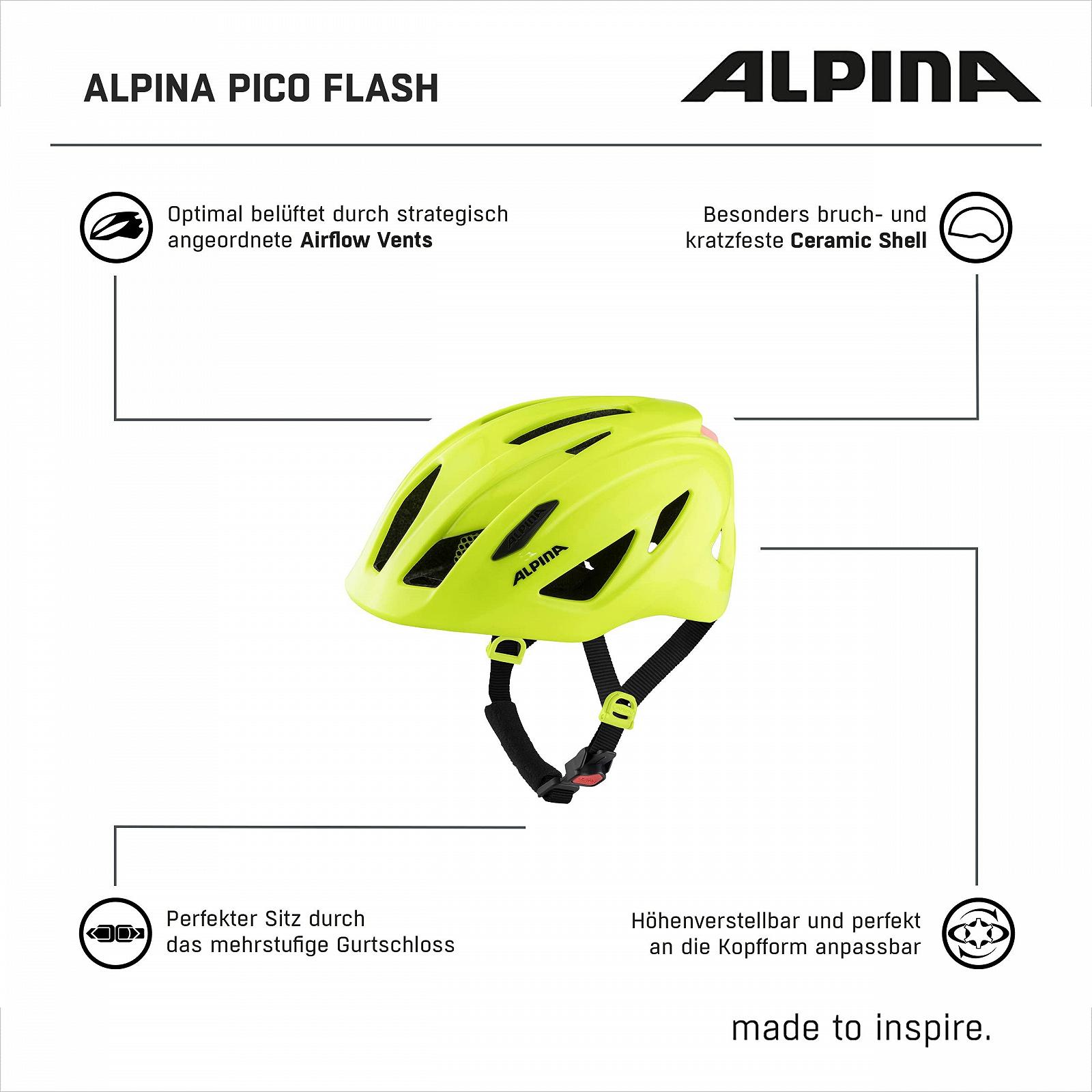 Шлем ALPINA PICO Flash - Освещенный, Легкий и Прочный велосипедный шлем С Москитной сеткой Для Детей, фото №6