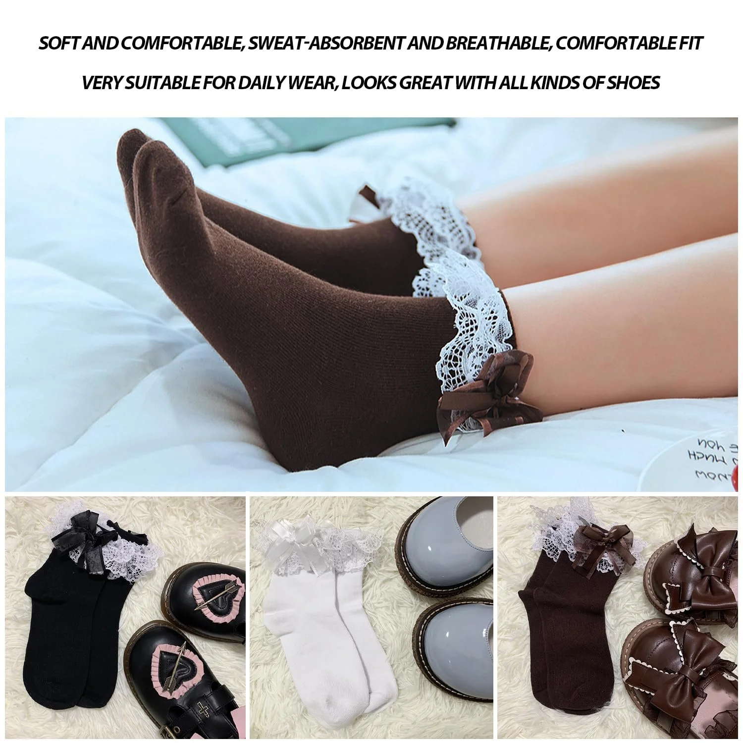 Шкарпетки до середини ікри мереживні (3 пари), фото №6