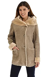 Пальто DANKO 19011 Жіноче з овчини 100% Іспанський меринос Високої якості synthetic.ua - Фото 1