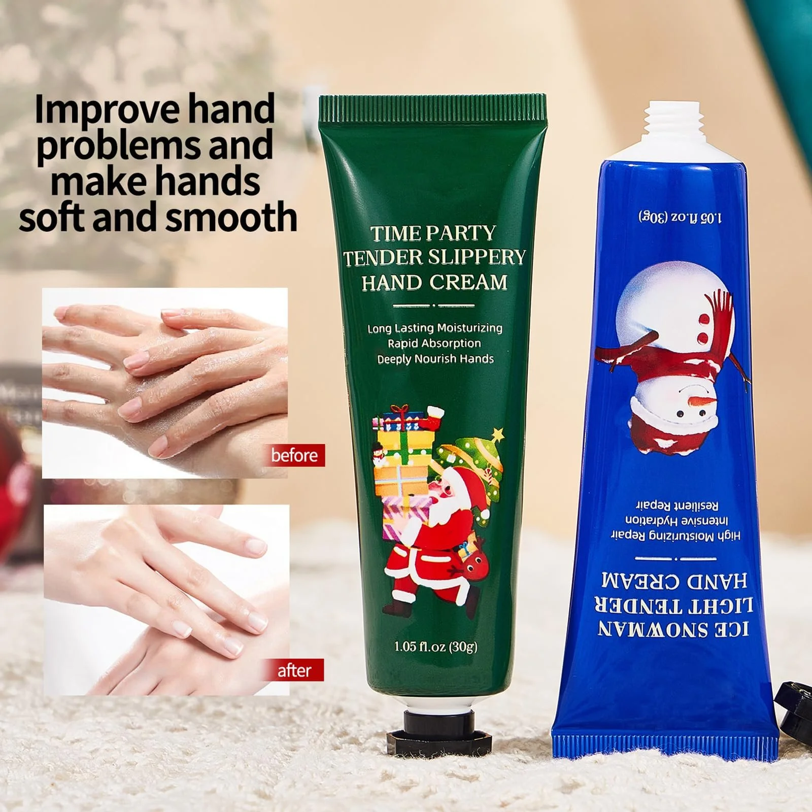 Крем для рук Різдвяний набір 5 x Міні креми для рук з маслом ши Живильний крем для дуже сухої шкіри рук, фото №2