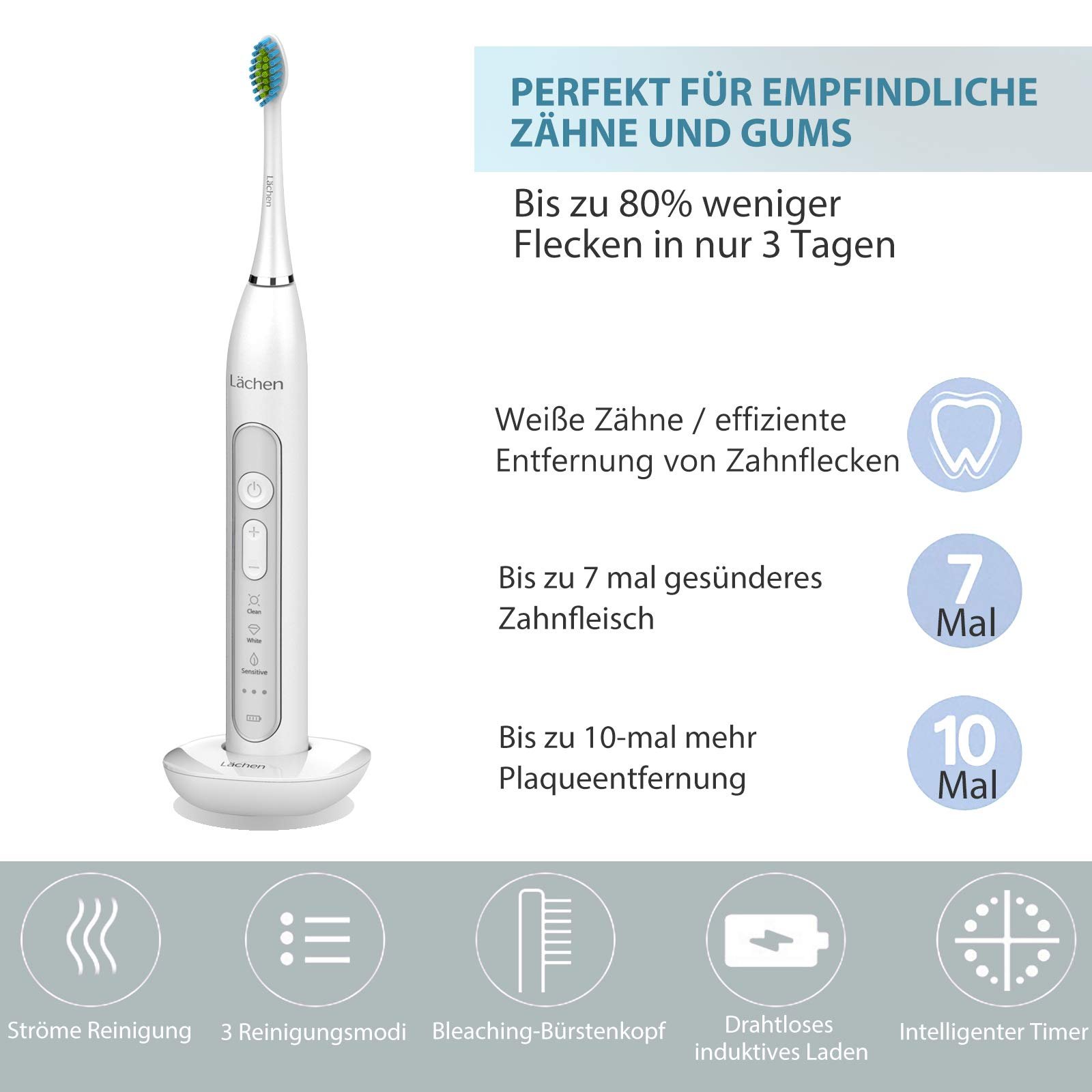 Звукова зубна щітка Lächen 3 режими з дорожнім чохлом, фото №5