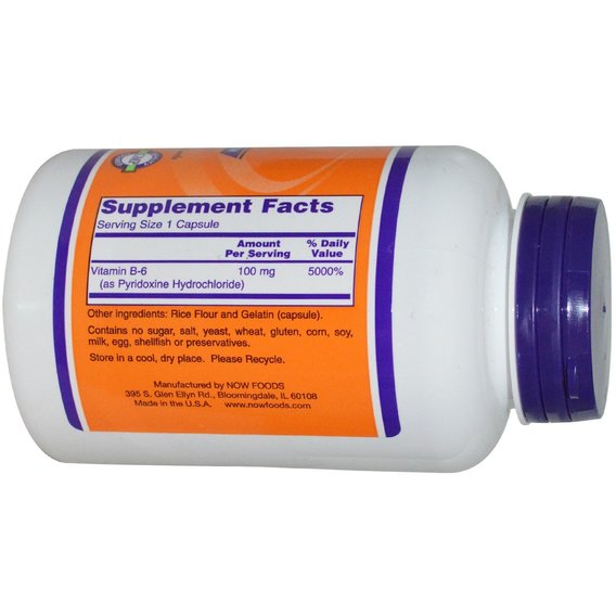 Пиридоксин NOW Foods Vitamin B-6 100 mg Caps, фото №2 Пиридоксин NOW Foods Vitamin B-6 100 mg Caps, фото №2