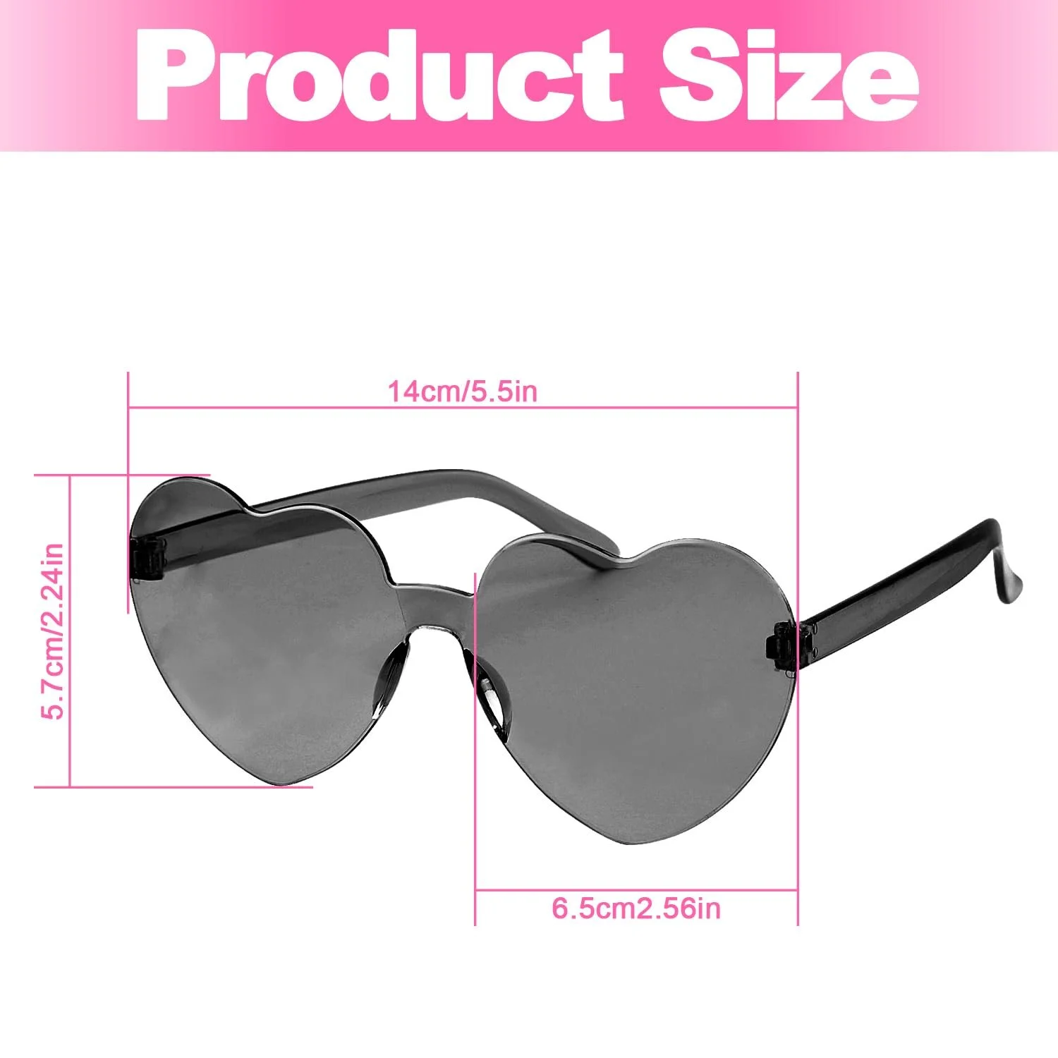 Сонцезахисні окуляри у формі серця Rumyve, без оправи, різнокольорові, фото №2 Сонцезахисні окуляри у формі серця Rumyve, без оправи, різнокольорові, фото №2