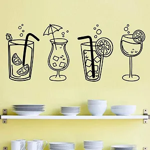 Наклейка на стіну Коктейльні келихи Напої Алкоголь Декор для кухні та бару 57 x 24 см - Фото 1