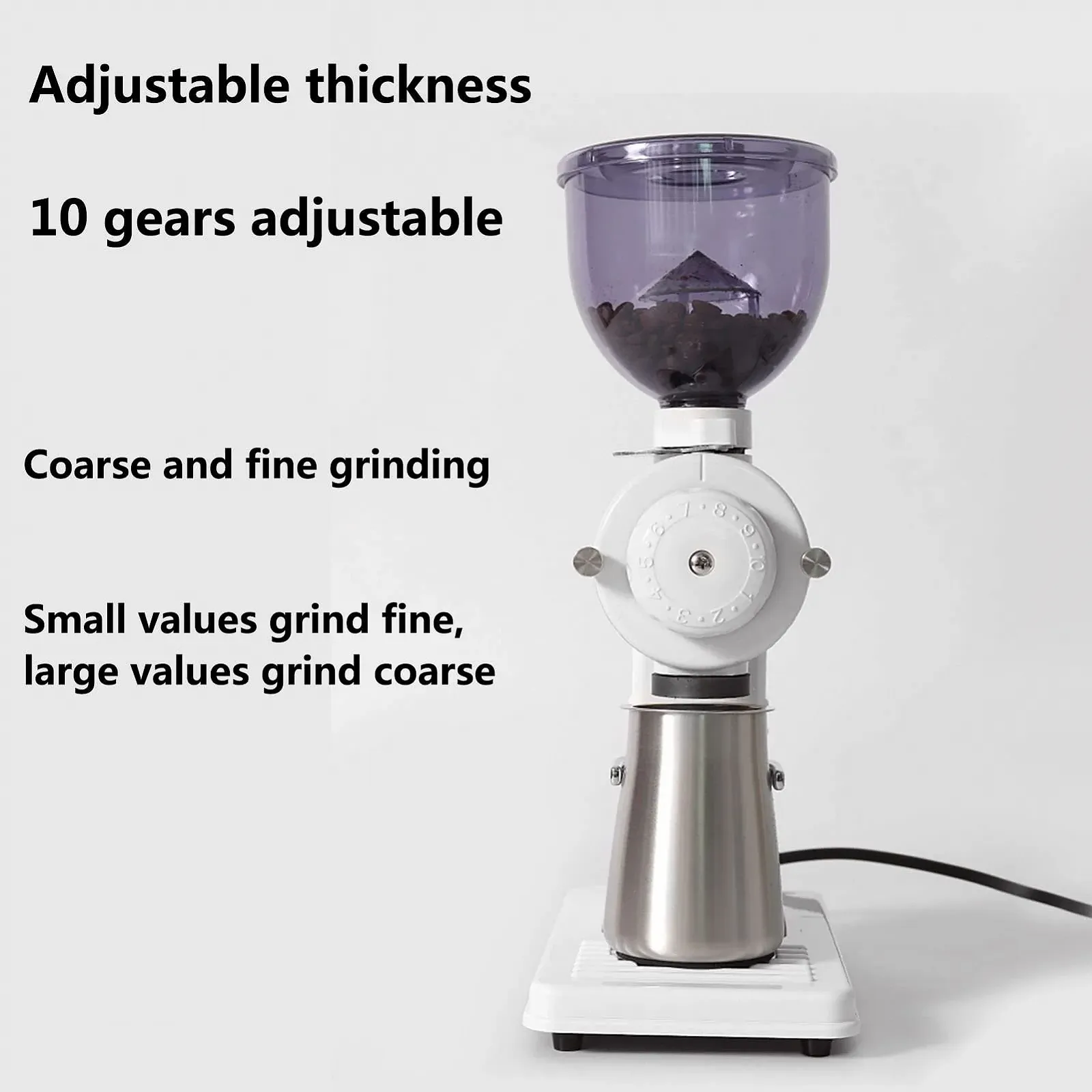 Кофемолка коническая Electric Coffee Grinder Mill Stainless Steel 10 уровней помола, плавная регулировка помола, фото №6 Кофемолка коническая Electric Coffee Grinder Mill Stainless Steel 10 уровней помола, плавная регулировка помола, фото №6