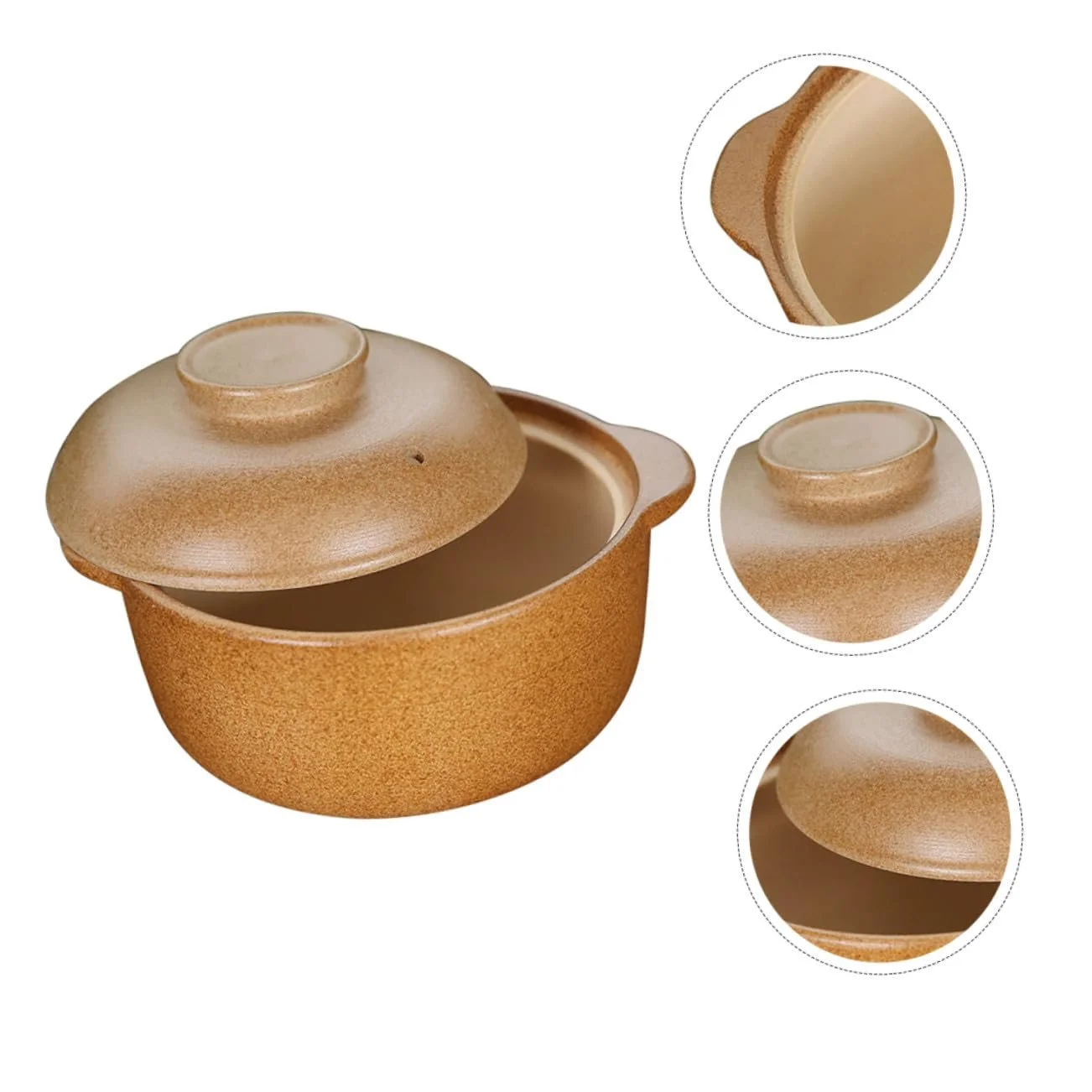 Кастрюля керамическая с крышкой термостойкая компактная равномерный нагрев для дома, фото №4