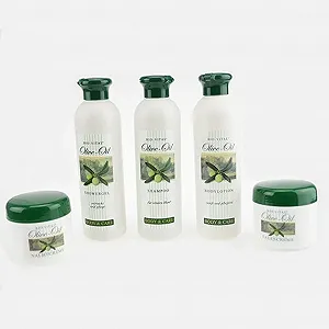Набір для догляду з оливковою олією з 5 предметів: лосьйон, крем, подарункова коробка, гель для душу, шампунь - Фото 1