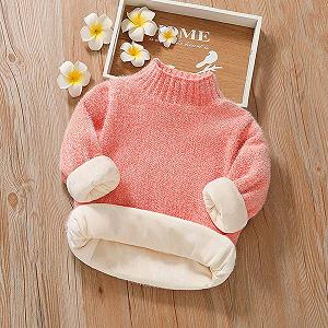 Вязаный джемпер AEGJEGVD Осенне-зимняя толстовка для мальчиков и девочек Водолазка Пуловер с мягкой подкладкой Зимний джемпер Теплый детский джемпер Однотонный уютный (3-14 лет) synthetic.ua - Фото 1