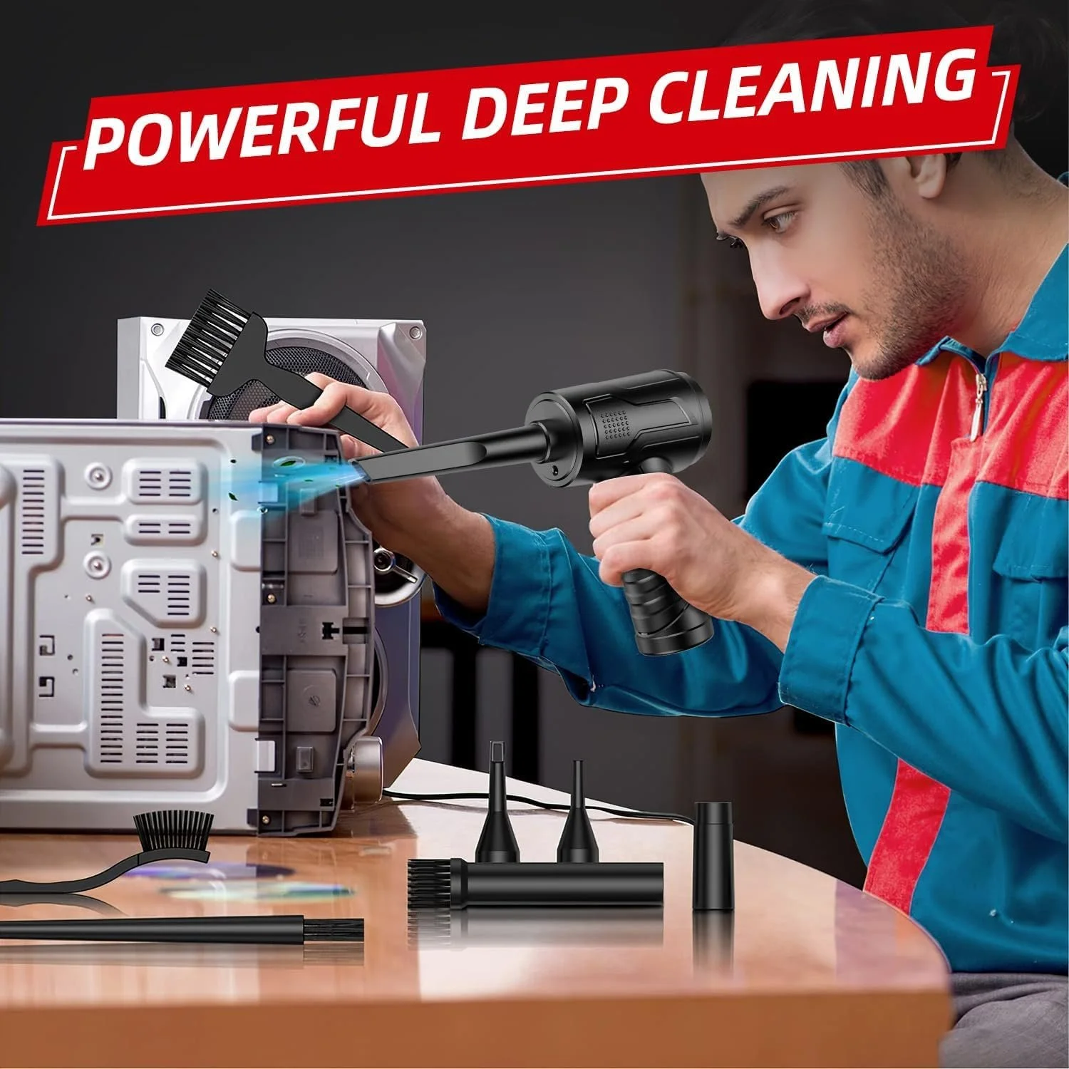 Електрична повітродувка 3 швидкості 110 000 rpm 7600 mAh LED, фото №2