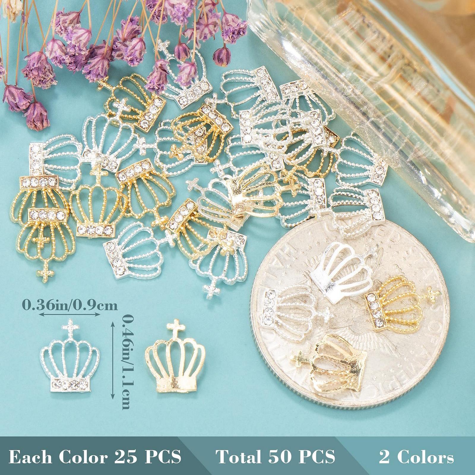 Подвески для ногтей Корона Блестящая, Золотой/Серебряный, Крестики для ногтей, 3D акриловые стразы, украшения для ювелирных изделий, фото №2