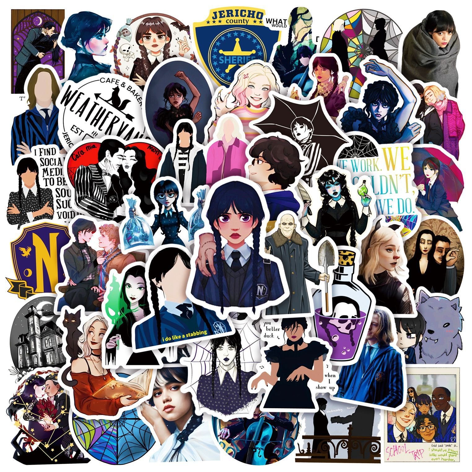 Стікери Wednesday, набір наклейок 51 шт, фото №1