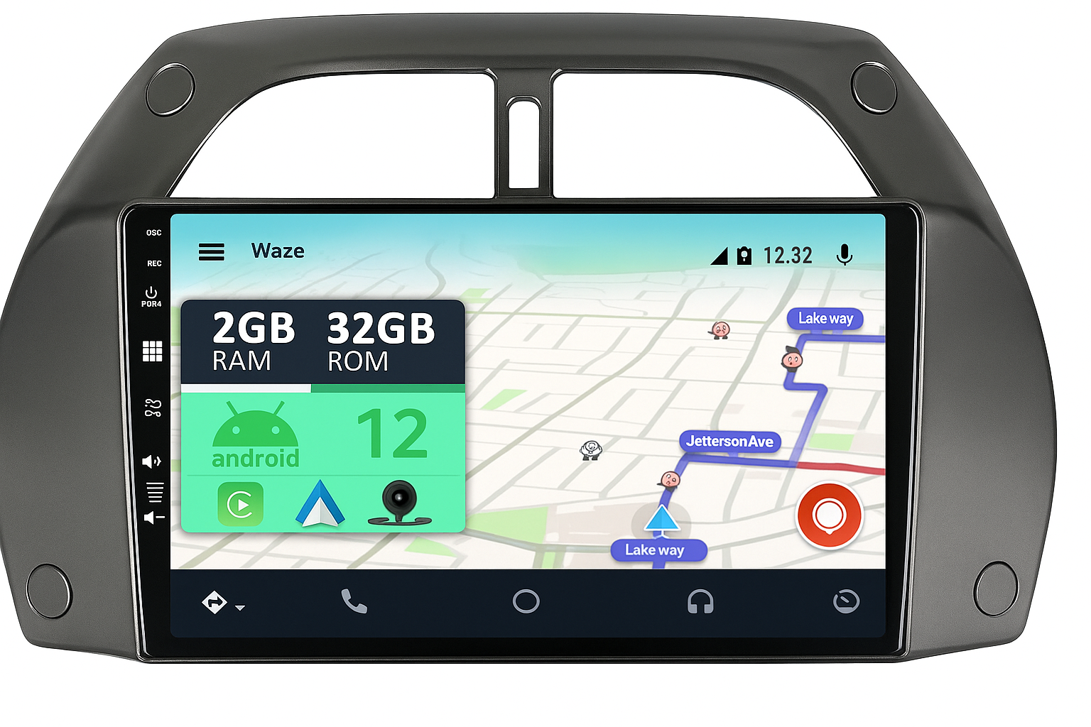 Штатная автомагнитола YUNTX для Toyota RAV4 (2001-2006) / 9" / Сенсорная / 2/32Гб / Android 12 / Apple CarPlay / Android Auto / Bluetooth / WI-FI / USB / DAB, фото №1