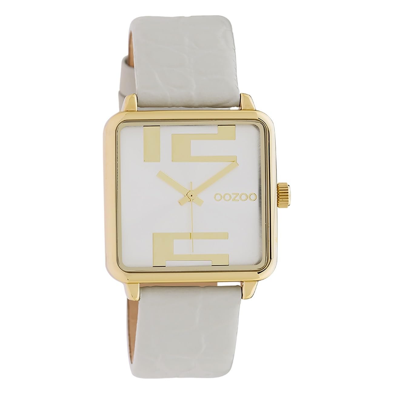 Женские Квадратные Часы Oozoo C10365 Серебристый/Светло-Серый, Золотой белый, Ремешок, фото №1