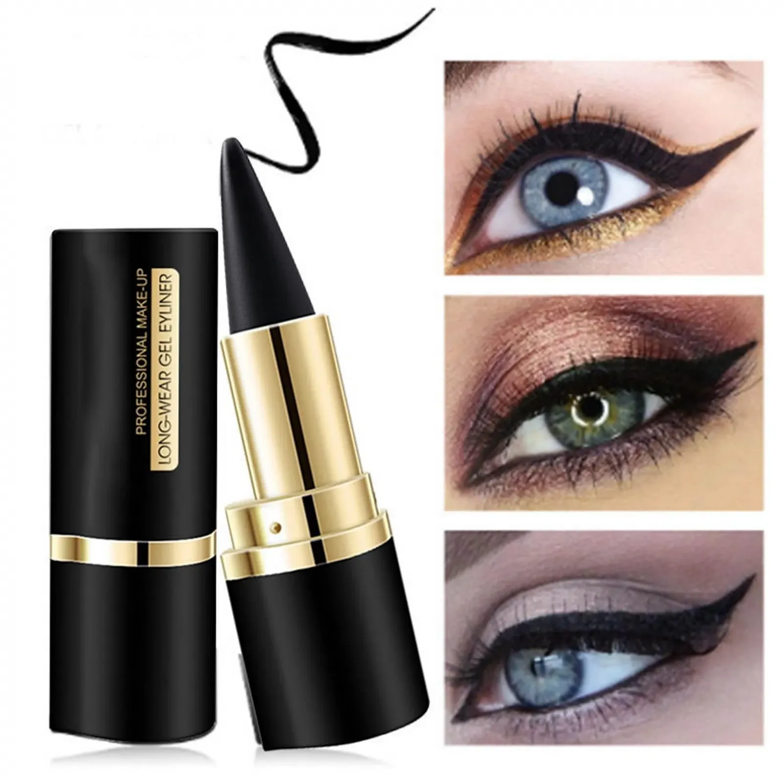 Гелевый Карандаш для Глаз Natural Black Серебристый (2 шт), фото №4