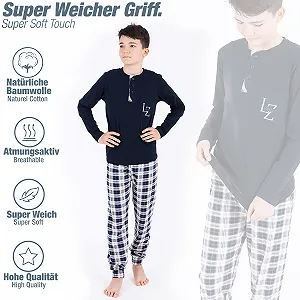 Комплект бавовняної піжами з довгими рукавами для хлопчиків LOREZA synthetic.ua - Фото 1