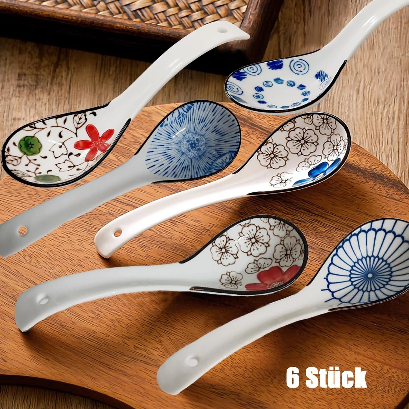 Ложка керамічна Asian для супу з довгою ручкою для пельменів, рисової локшини, фото №3