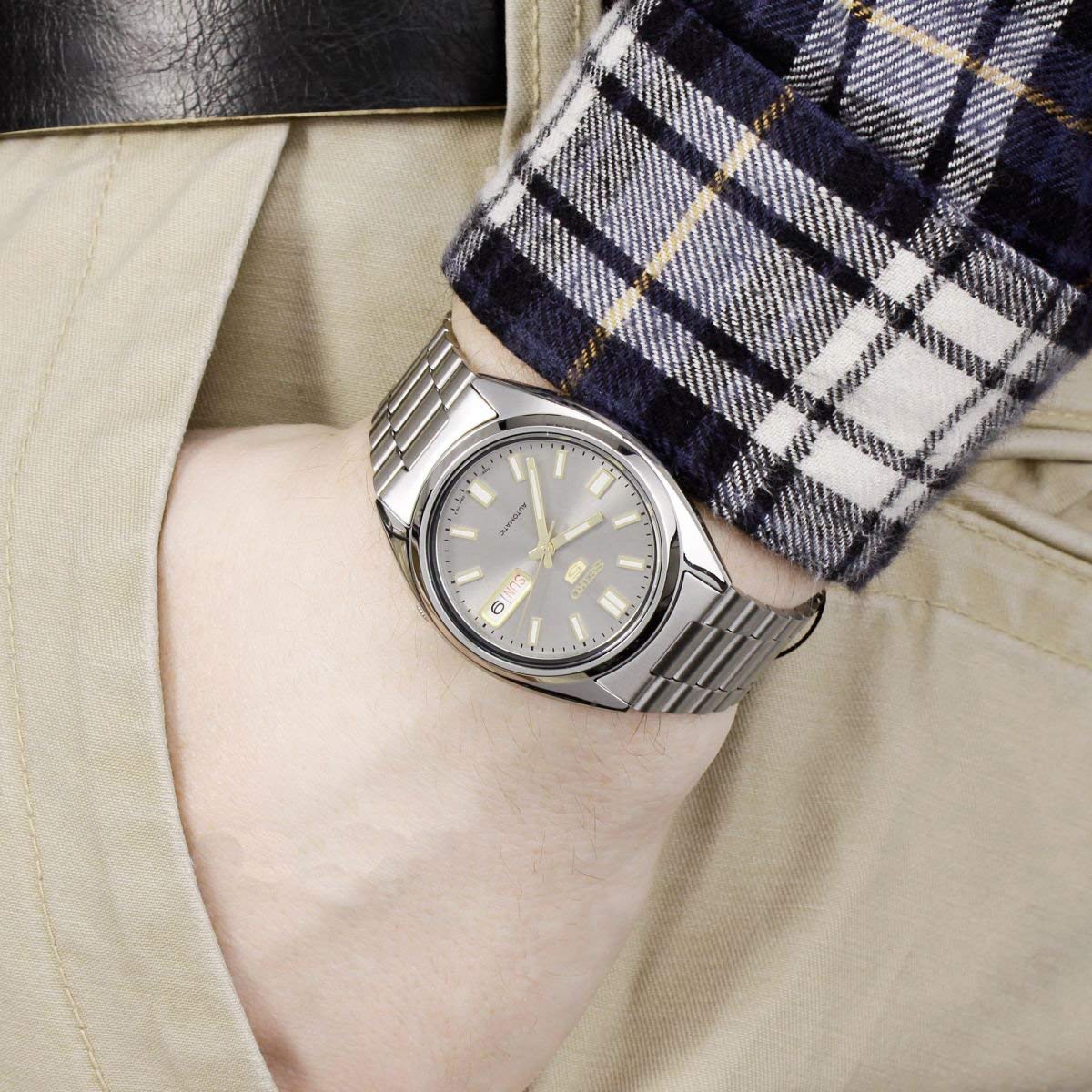Чоловічий автоматичний аналоговий годинник Seiko з браслетом із нержавіючої сталі, фото №4