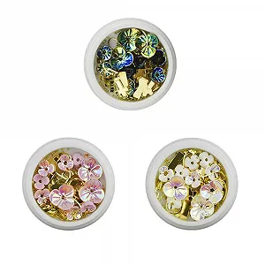 Набор 3D украшений для ногтей 3 шт Ракушка Цветок Стальные шарики Заклепки Смешанные украшения Металлические заклепки для ногтей - Фото 1