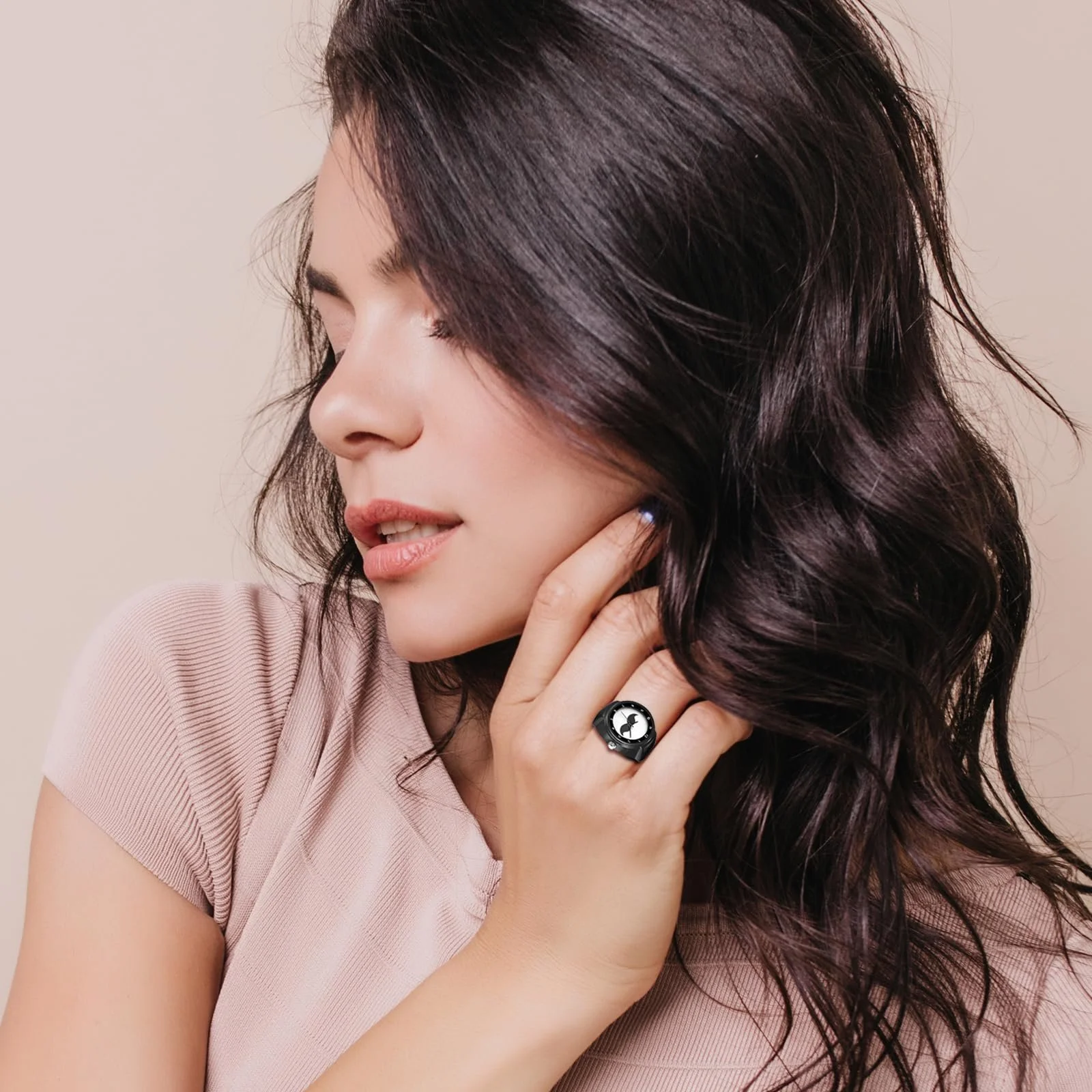 Кільце-годинник Avaner Унісекс: Еластичний з нержавіючої сталі, круглий корпус, регульований, сріблястий, фото №5