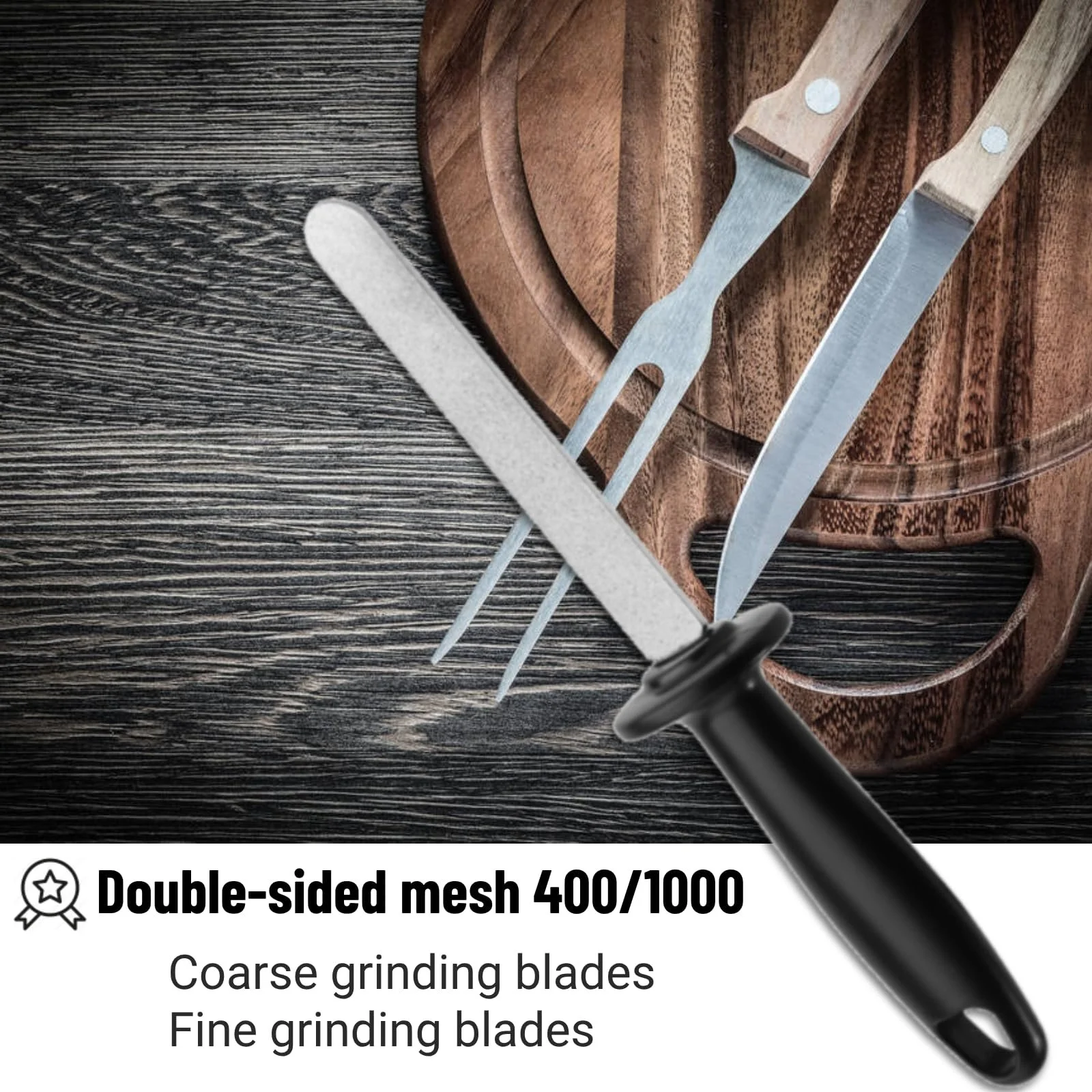 Точилка для ножів Double Sided Sharpening Steel портативна двостороння з ручкою, фото №4