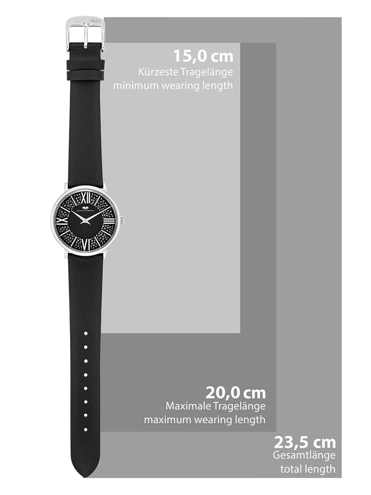 Жіночий годинник Rhodenwald & Söhne 10010329 Аналоговий Японський кварцовий Чорний шкіряний ремінець, прикрашений кристалами, сріблястий, без візерунка, фото №8