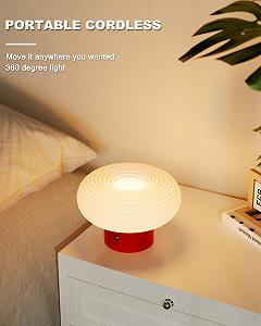 Настільна лампа FANHAO сенсорна регульована 3 кольори 4000 мАг бездротова акумуляторна гриб synthetic.ua - Фото 1