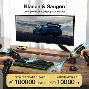 Электрический воздуходувка MECO ELEVERDE 2-в-1 100000 RPM 10Kpa 3 скорости Аккумуляторный Черный synthetic.ua - Фото 1