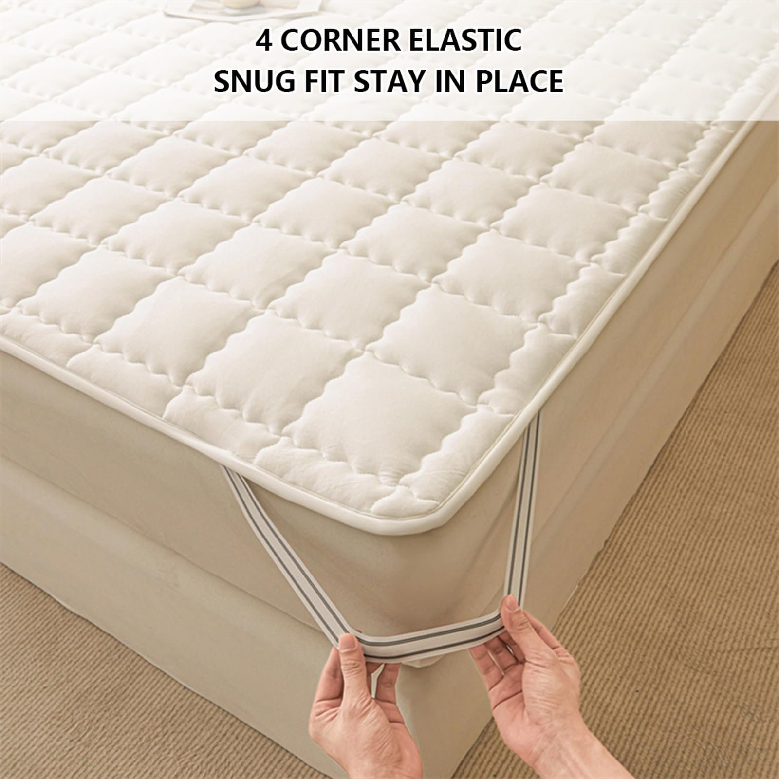 Наматрасник HAIBA 120 x 200 см стеганый, серый, мягкая подкладка из 100% хлопка, дышащий, фото №6 Наматрасник HAIBA 120 x 200 см стеганый, серый, мягкая подкладка из 100% хлопка, дышащий, фото №6