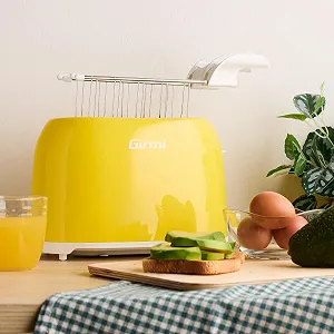 Тостер Girmi TP1005 750 Вт, щипці з нержавіючої сталі, 7 рівнів підсмажування, висувний піддон для крихт, автоматичне вимкнення, жовтий synthetic.ua - Фото 1